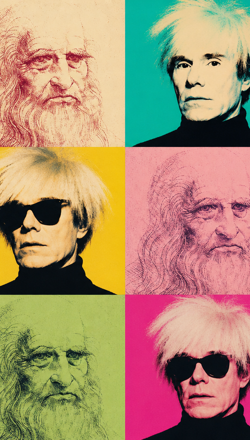 firefly_un collage di foto in stile andy warhol con immagini di warhol e leonardo da vinci 873961-2